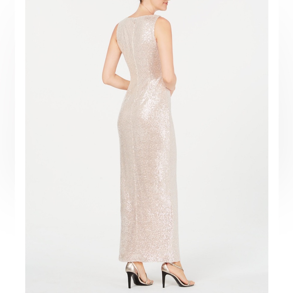 Elegant ruched Sequin Gown - Picture 2 of 7